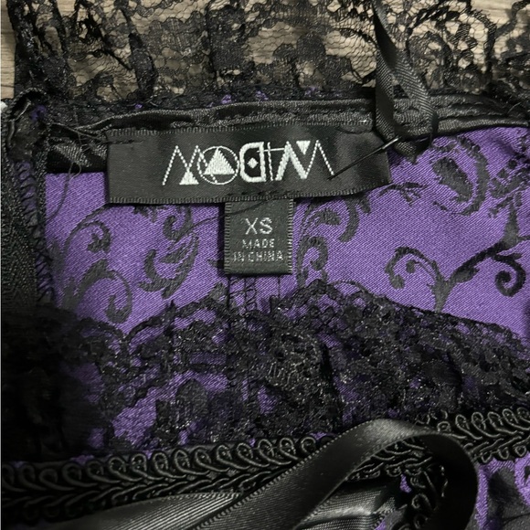 NWT Dolls Kill / Widow Hit The Ground Purple Brocade Corset Top - Picture 5 of 5